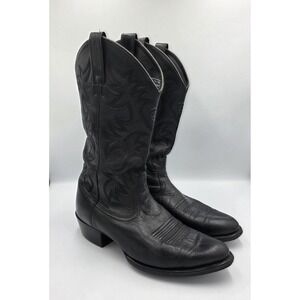 Men's 10.5 EE W ARIAT Tall Black Leather Boots Heritage R Toe Cowboy 34770